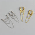 Multi Chain Link Long Drop Earrings SP High Quality S925 Sterling Silver Huggie Earrings Gold Plated Crystal Platinum Plated