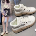 Autumn New Thick Heel Shoes Small White Shoes Match All Fashion High Cut Casual Retro Women Shoes