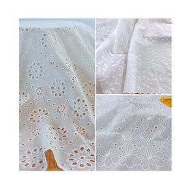 Pattern Cotton Lace Fabric for Bridal Wedding Dress Soft Stretch Flower Shape Embroidery Lace