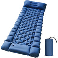 Nylon Composite TPU Blue Single-Person Inflatable Sleeping Pad Waterproof with Built-in Foot Pump Easy Carry for Outdoor Camping