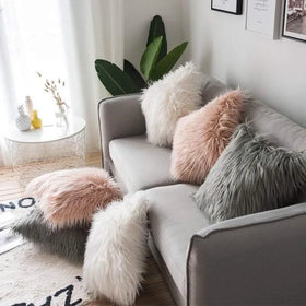 Faux Fur Pillow Cover Decorative Fluffy Throw Pillow Mongolian Soft Fuzzy Pillow Case/Cushion Cover for Bedroom and Couch