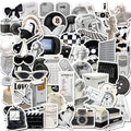 61pcs Pack Black and White Minimalist Style Stickers for Water Bottle Waterproof Vinyl Sticker