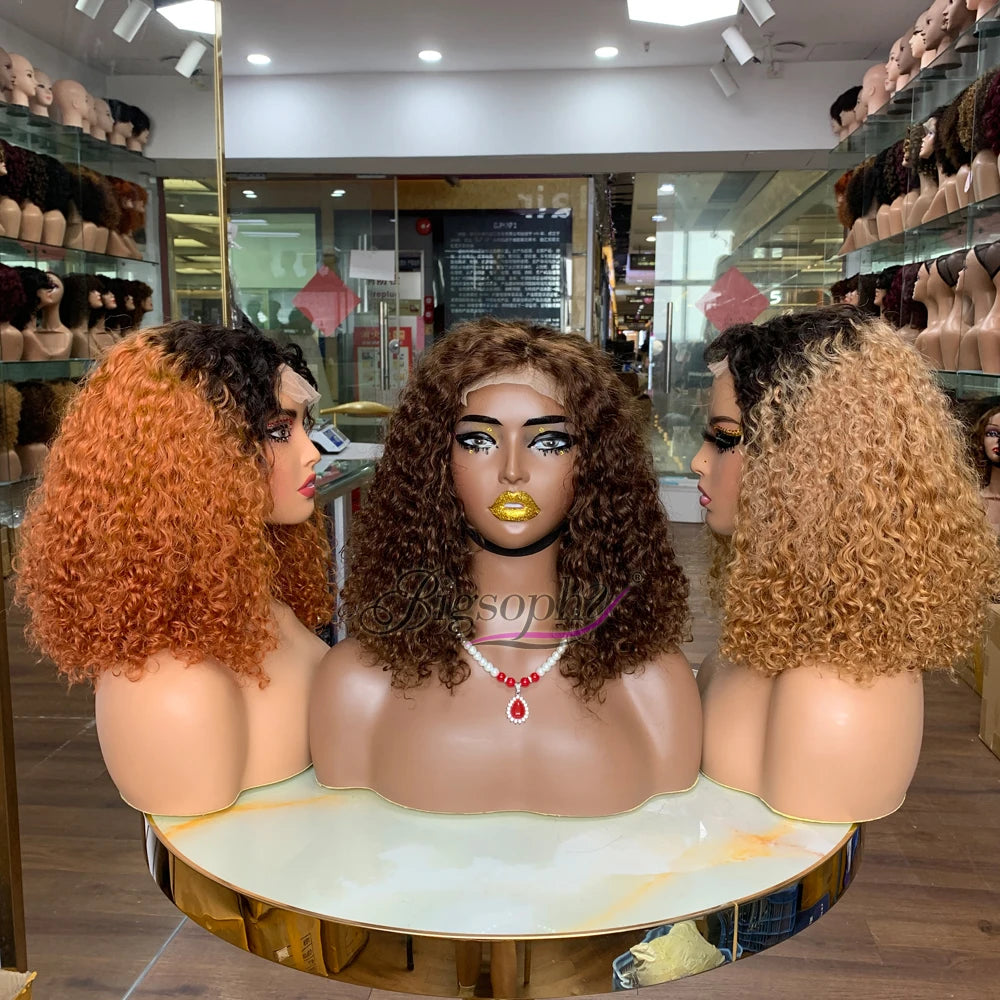 Peruvian Original Virgin Hair 14 Inches Soft Luxury Curl Lace Closure Wig Color T1B/30 Sdd Remy Hair Wigs for Sell