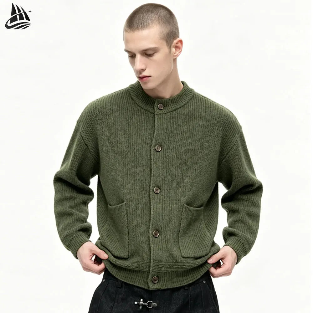 Custom Knit Men Sweater Oem Knitted Men'S Thick Sweater Long Sleeve Oversize Crew Knit Neck Sweater