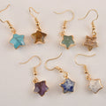 Cute Fashion Boho Natural Stone Colorful Birthstone Gemstone Star Drop Crystal Star Pendant Earring for Women Girls