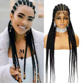 Full Lace Braided Lace Wig 36inch 11strands Box Braid Hair Extension Wig Long Synthetic Hair Elastic Lace Afro Kinky Curly