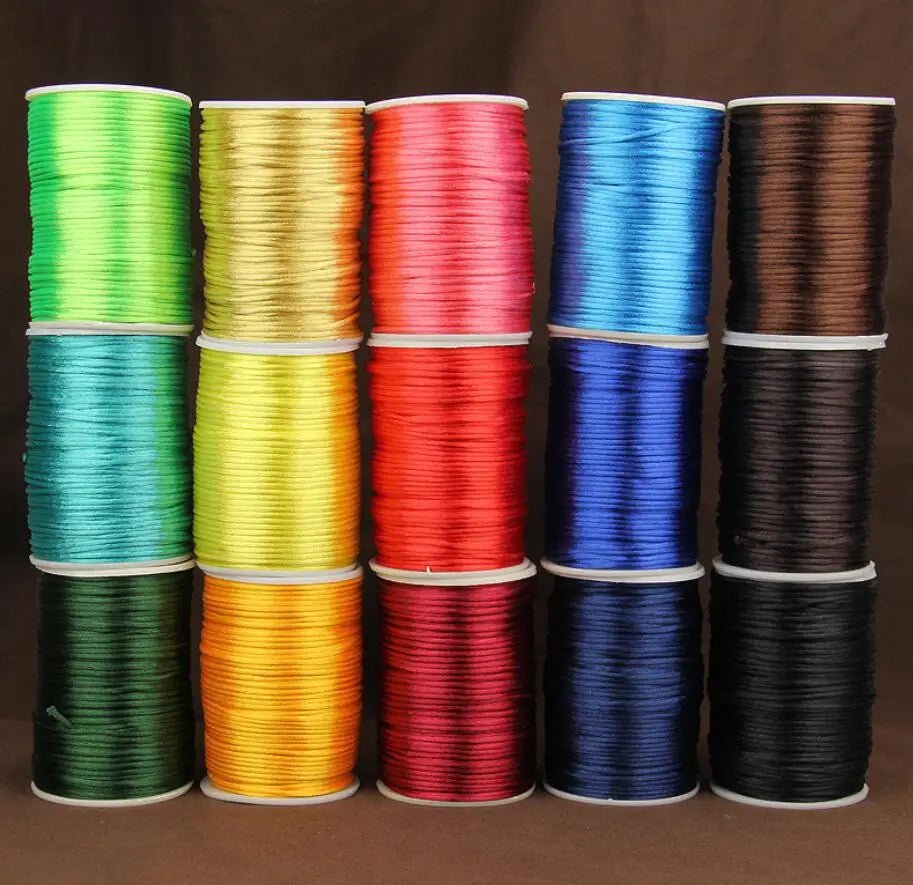 Wholesale 2mm Nylon Yarn Colored Hand-woven Rope Chinese Knot Yarn Accessories DIY Bracelet Beaded Satin Cord