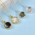 Personalized Round Sliver Pendant Natural Gem Crystal Gravel Chips Stone Pendant