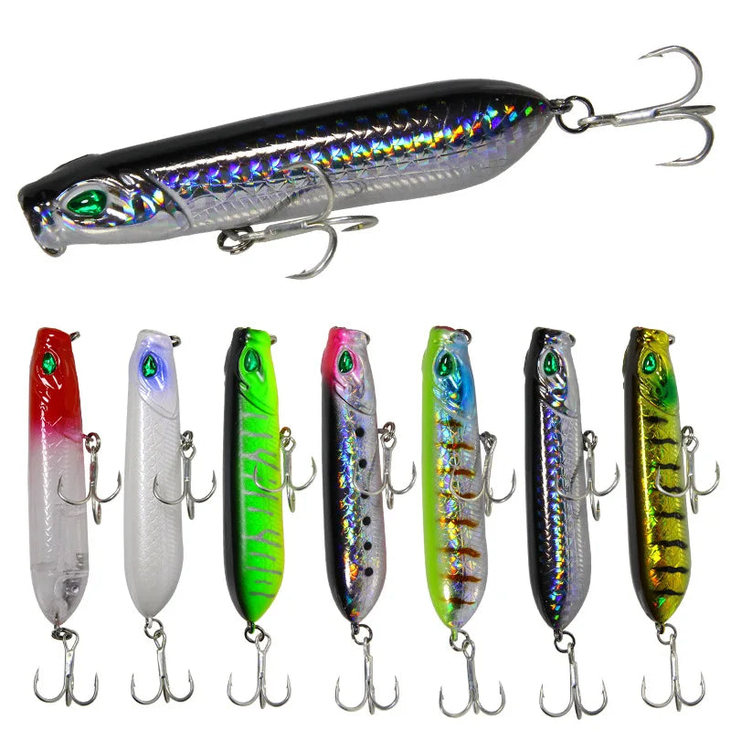 Floating Pencil Long Trolling Artificial Fishing Lure Bait 12.5g/18g Topwater Floating Pencil Popper Lure for Bass Carp Trout