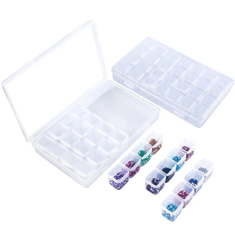 Diamond Painting Tools 28 Grid Tools Jewelry Diamond Painting Storage Box Detachable Plastic Transparent Color Box