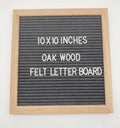 10 X 10 Inches Gray Felt Letter Board with Oak Sold Wood Frame for Home Decor