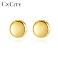 CZCITY 925 Silver Earrings Simple Minimalist Earrings Hypoallergenic Charming Women Girls Big Round Earing Stud