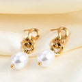 Wholesale Hot Selling Women Pearl Pendant Earring 18K PVD Gold Plated Stainless Steel Drop Earrings