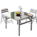 Modern Stainless Steel Rectangular Dining Table Chairs 4-6 Seater Workbench for Hotel Restaurant School Canteen Warehouse Metal