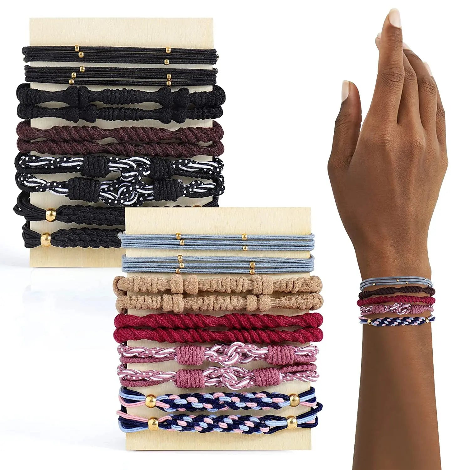 Set Personalized Handmade Elastic Rubber Hair Bands Accessories Girls Spiral Braided Bohemia Boho Hair Tie Bracelets for Women
