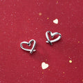 Lovely Cute Hollow Heart Shape Silver Stud Earrings Jewelry Wholesale
