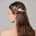 Handmade Hair Jewelry Flower Crystal Imitation Pearl Comb and Pin for Bridal Wedding Party Combination Accessories