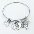 The Love Between Mother Daughter Stainless Steel Bracelet  Adjustable Life Tree Pearl Bracelet Custom Bracelet Accessories