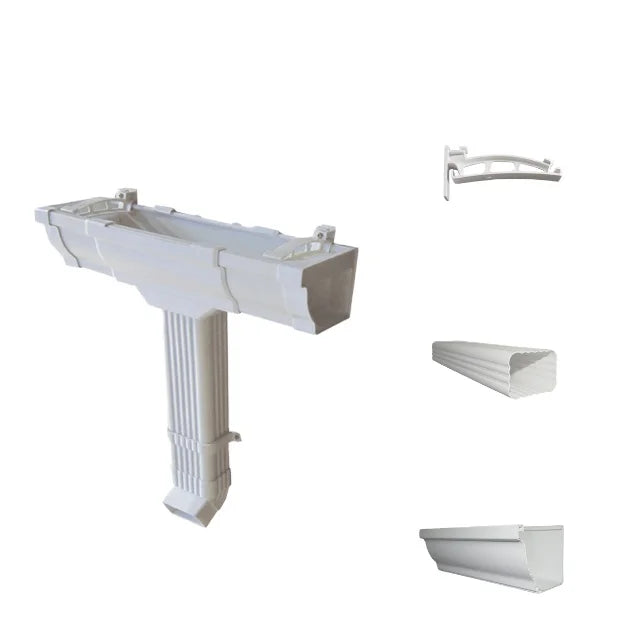Hot Sale Heat Resistance White Lightweight Building Material Gutter Drop Outlet PVC Rainwater Gutters for Office Building