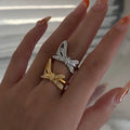 2024 Dazan Fall New Hot Ins Trendy 18k Pvd Gold Plated Stainless Steel Classic Bow Iced Out Zircon Ring Elegant Lady Jewelry