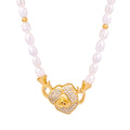 High Quality Hypoallergenic Designer Freshwater Pearl Necklace with Czech Diamond Wholesale Low Price