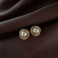 Handmade Vintage Crystal S925 Sterling Silver Geometric Statement Women Pearl Earrings Stud