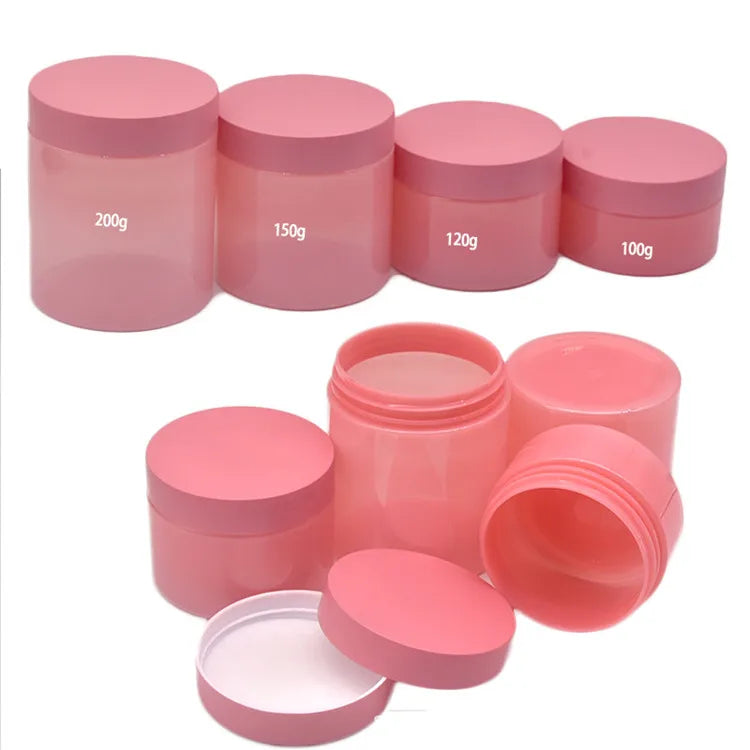 Wholesale Custom Color Pink Cosmetic Jars PET Body Butter Cream Jar 50ml 100ml 150ml 200ml Body Scrub Cream Plastic Jar