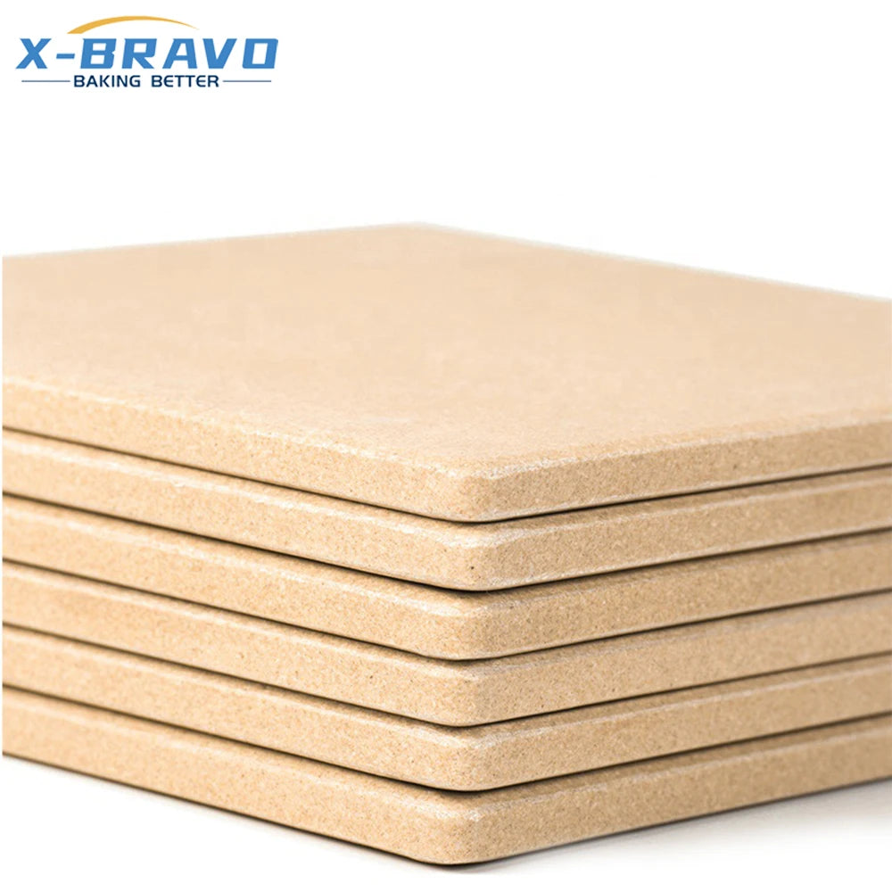 Cordierite Double Flat Yellow Pizza Stone High Temperature Resistant Round Square Pizza Stone Pan Board for Oven Pizza Making