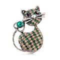 DR016 Fashion Cat Brooch Women Rhinestone Animal Brooch Jewelry Wholesale
