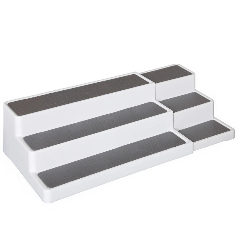 3-Tier Non-Skid Plastic Kitchen Storage Rack for Spice Bottles Home Desktop Laddered Classification Organization Box for Corner