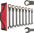 YUHANG 8-Piece Metric Flex-Head Ratcheting Combination Wrench Set 9-17mm 72-Teeth DIY Grade Carbon Steel OEM Customizable CRV