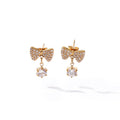 Unique Fashion Jewelry Zircon Bow Earrings Tarnish Free Drop Stainless Steel Simple Earrings Women