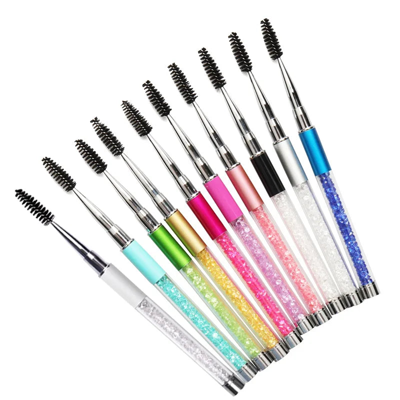 Rhinestone Diamond Retractable Makeup Eyelash Extension Crystal Mascara Brush Spiral Crystal Micro Custom Mascara Wands