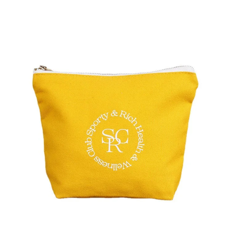 Custom Printed Logo Heavy Duty Thick 12oz Canvas Fabric Makeup Cosmetic Organizer National Style Zipper Pouch Bag Letter Pattern