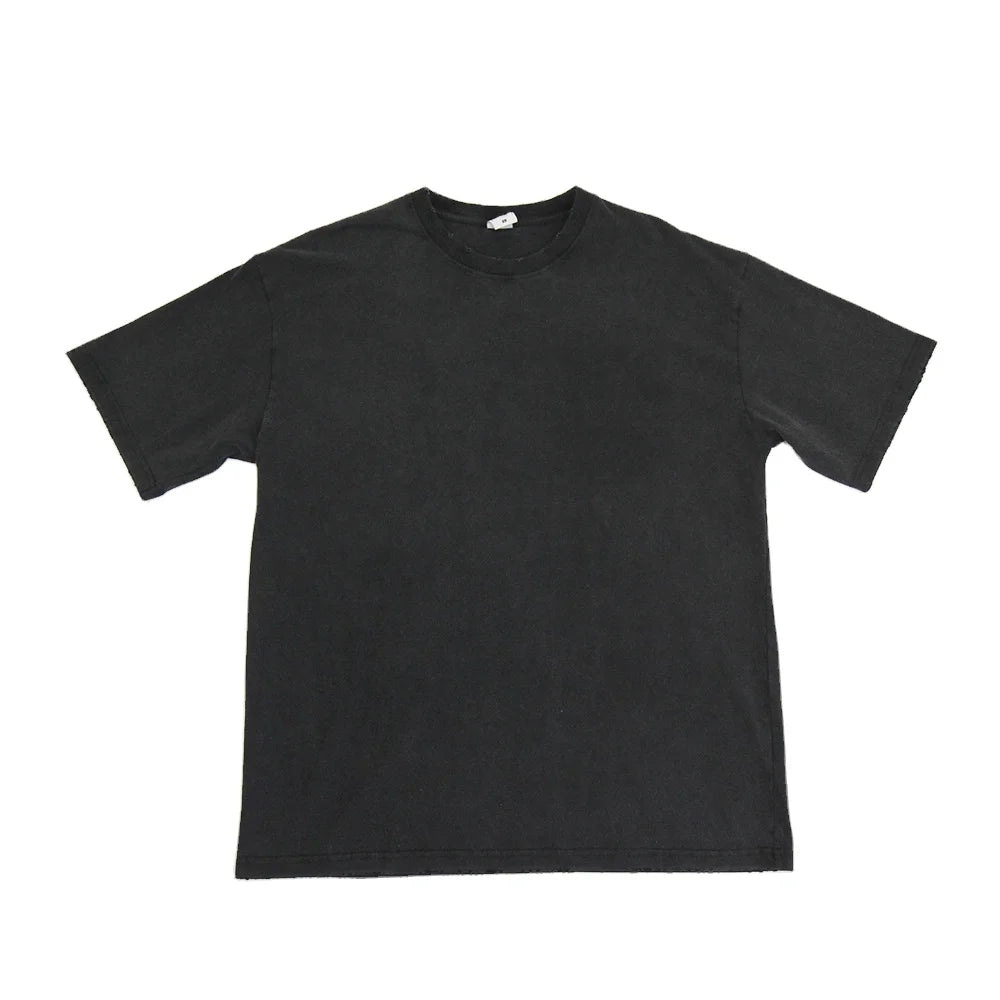 Vintage Washed T-shirt Streetwear Custom Graphic All Print Design Distressed Boxy Tees Casual 100% Cotton Oversized Men T Shirt