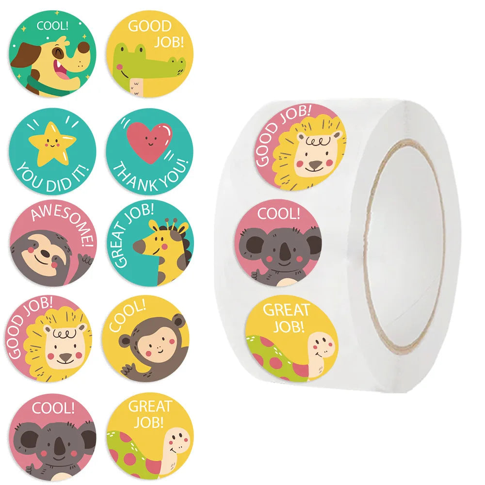 500Pcs Educational Children Rewards DIY Roll Stickers 1 inch Motivational Gift Envelope Sealing Sticker