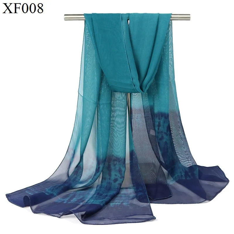 Summer Cold Chiffon Scarfs for Women Lightweight AliExpress Fashion Gradient Color Scarves Print Shawl Wraps