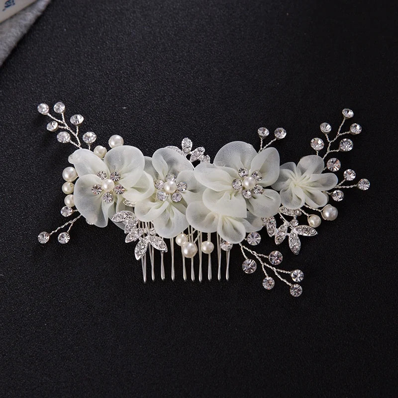 Wholesale Bridal Jewelry Korean Bridal Flower Hair Comb Alloy Rhinestone Wedding Jewelry Accessories