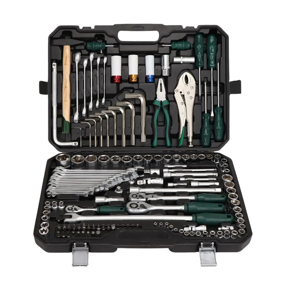 WZAUTO 142pcs Automotive Hand Tools Set 1/2" 3/8" 1/4" Impact Socket with Iron Tools Hard Case OEM Customizable