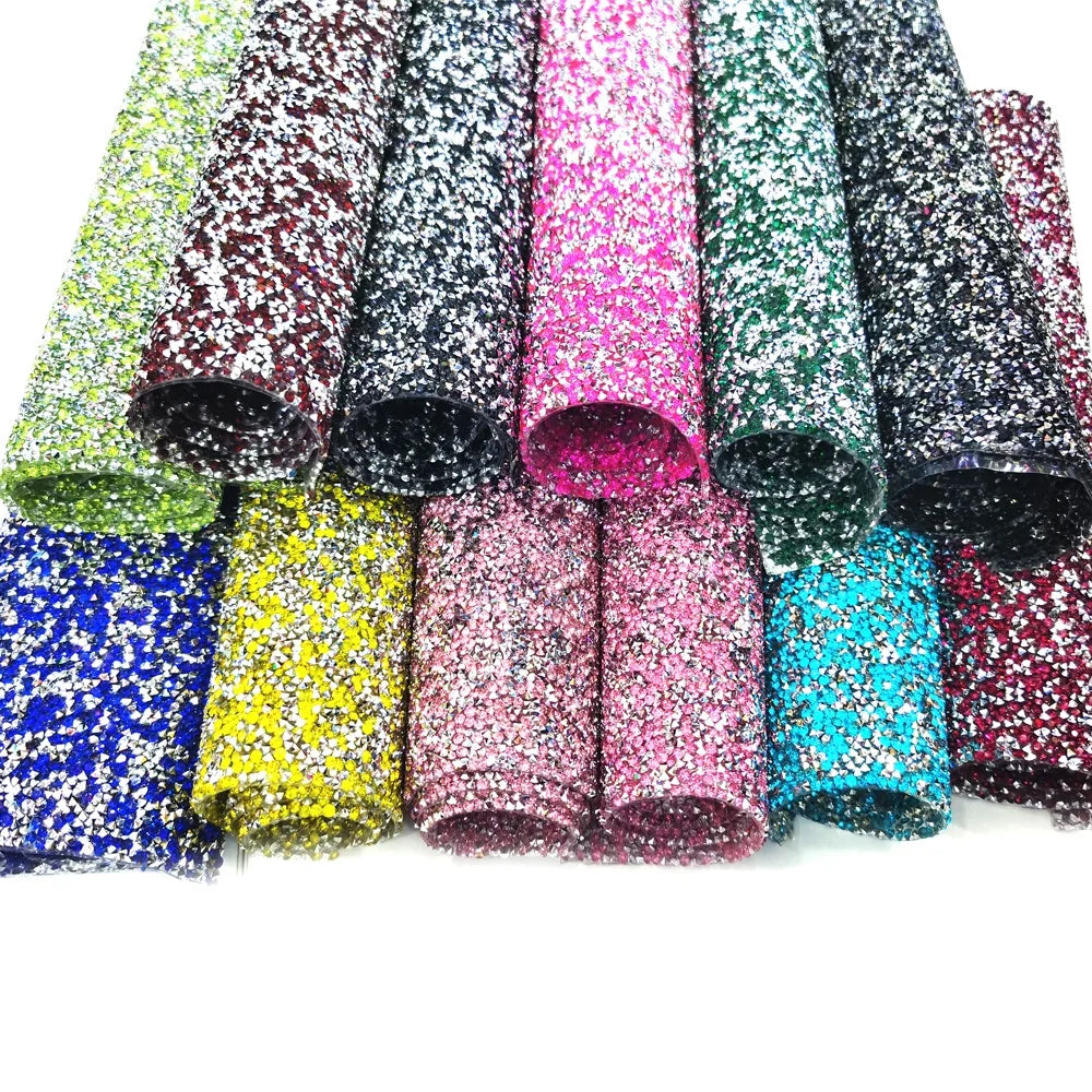 S187  Fabric Iron on Crystal Trimmings Banding Hot Fix  Rhinestone Mesh Cuttable DIY Art Accessories
