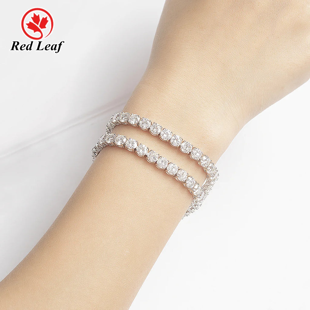 Redleaf Moissanite Tennis Bracelet White Gold 925 Sterling Silver 2/3/4/5/6MM D Color VVS Moissanite Tennis Chain