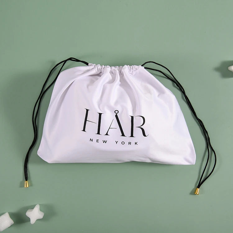Wholesales Wig Satin Pouch With Logo Custom Logo Printed Silk Pouch Satin Wig Bags Drawstring Silk Bags for Storage Satin Bag