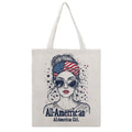 Lunaire All-American Girl Canvas Shopping Grocery Bag Personalized Fashionable Promotional Tote for USA Independence Day