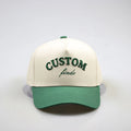 5 Panel Twill Baseball Cap Custom Green 3D Embroidery Logo Adjustable Strap Two Tone a Frame Dad Hat Street Style