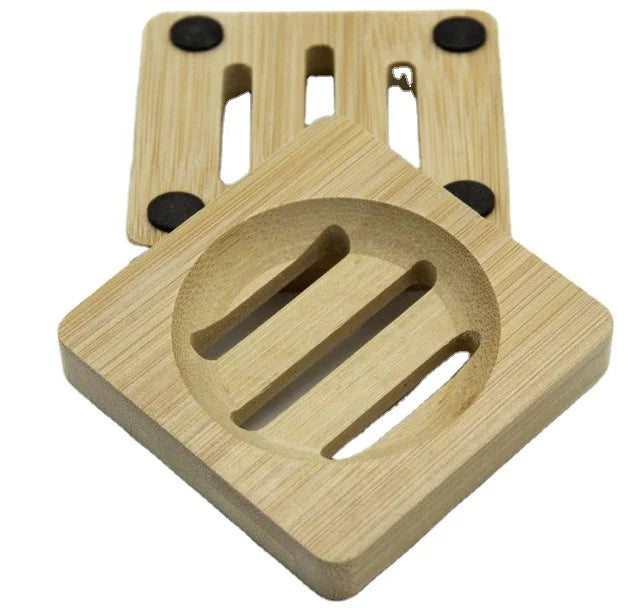 Wooden bamboo Soap Holders Bathroom Soap Box Square & Round Soap Dishes for Home Bathroom