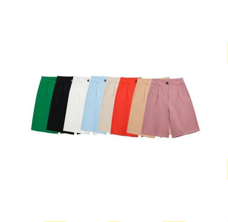 XS-L Autumn Women's New Suit Shorts Minimalist Style Pocket Casual Shorts