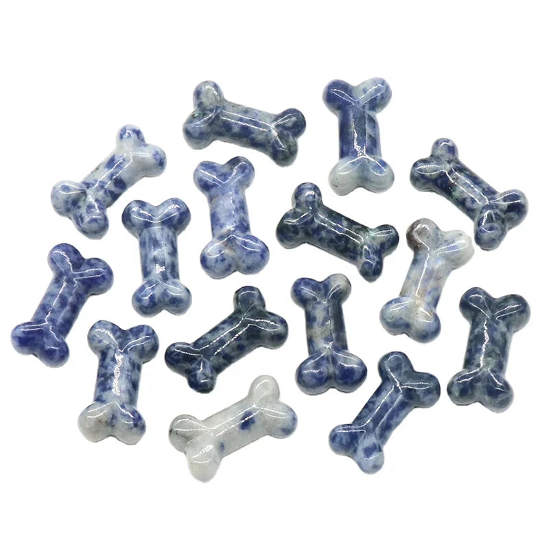2026 Natural Crystal Figurine Carved Dog Bones Healing Energy Blue Spot Jasper for Home Decor and Pendant Diy Making