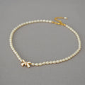 Fine Jewelry Brass Gold Plated Mother Wish Gift Set Rice Pearl Necklace with Bow Charm Best Quality
