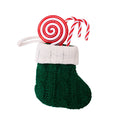 Handmade Green Knitted Mini Christmas Stockings Festive Cutlery Holder Gift Bag Pendant for Xmas Party Table Decor