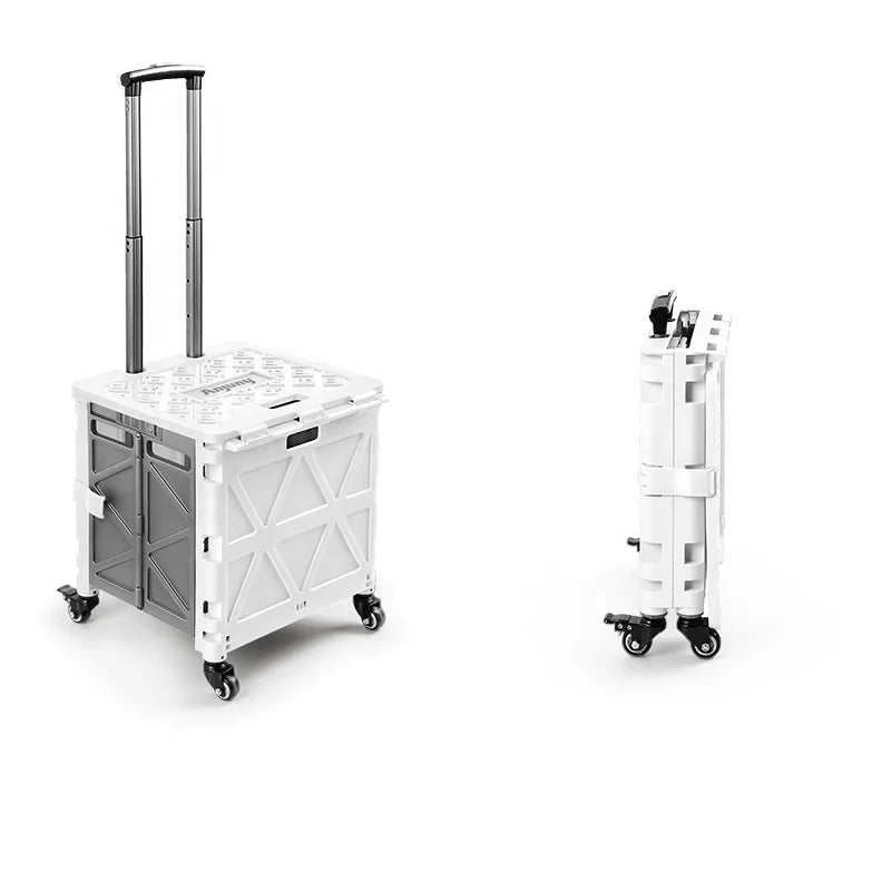 Anjuny Large Outdoor Storage Box Multi-Purpose Wheeled Shopping Trolley With Pull Rod Foldable Square Plastic PP for Packing